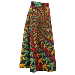 Rasta Leaf Spiral Wrap Skirt with Zip Pocket
