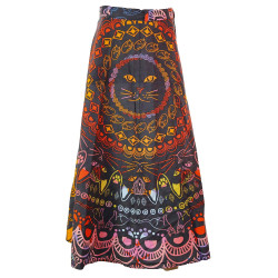Colorful Cats Wrap Skirt with Zip Pocket
