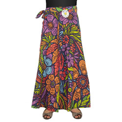 Lush Flower Wrap Skirt with Zip Pocket