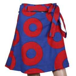Donuts Short Wrap Skirt with Zip Pocket