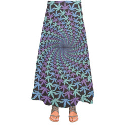 Night Leaf Spiral Wrap Skirt with Zip Pocket