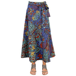 Blue Burst Wrap Skirt with Zip Pocket