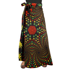 Leaf Vortex Wrap Skirt with Zip Pocket