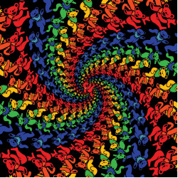 3D Grateful Dead Rainbow Bear Spiral Bandana 22x22