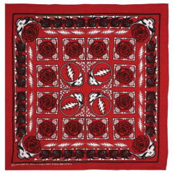 Grateful Dead SYF & Roses Bandana Red 22x22