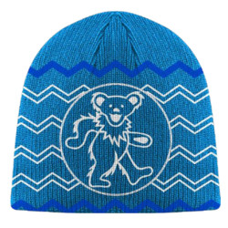 Grateful Dead Knit Beanie Hat Dancing Bear Blue