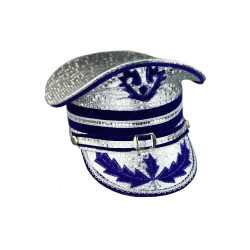 Metallic Silver Marching Band Hat -SIZE XL ONLY