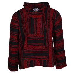 Baja Joy Pull Over Hoodie Red & Black Stripe