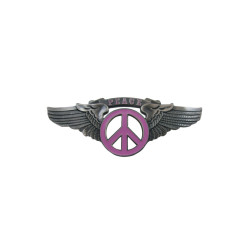 Peace Sign Wing Pin Pink Small