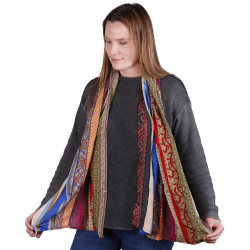 SIlky Sari Medley Strip Scarf  20x60