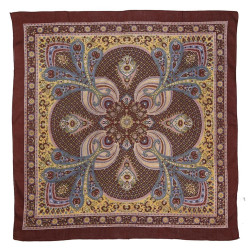 Brown Paisley Sheer Cotton Scarf 39x40