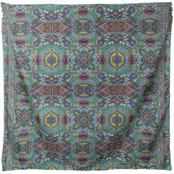 SIlky Square Scarf 42x42" Green Paisley
