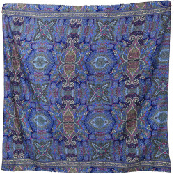 SIlky Square Scarf 42x42" Blue Paisley