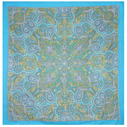 Blue Kaleidoscope Sheer Cotton Scarf 39x40