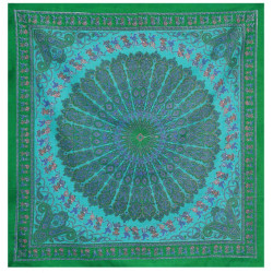 Green Dancers Sheer Cotton Scarf 39x40