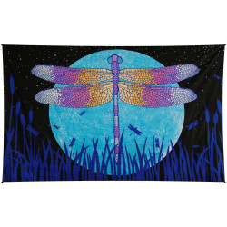 3D Glow in The Dark Dragonfly Moon Mini Tapestry 30x45 - Art by Taylar McRee