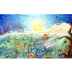 Skeletons On Bikes Heady Art Print Tapestry 53x85 - Artwork by Mike DuBois