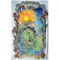 Surfing Skeleton Heady Art Print Tapestry 53x85 - Artwork by Mike DuBois