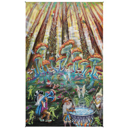 Mushroom Forest Heady Art Print Tapestry 53x85 - Artwork by Mike DuBois