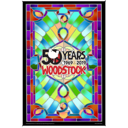 Woodstock Stained Glass 50th Anniversary Heady Art Print Tapestry 53x85 - Artwork by Mike DuBois