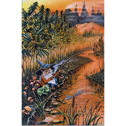 Fisher Gnome Heady Art Print Tapestry 53x85 - Artwork by Mike DuBois