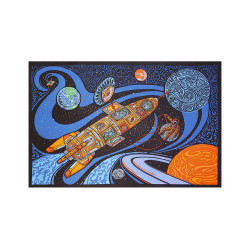3D Blast Off Outer Space Mini Tapestry 30x45  - Art by Chris Pinkerton