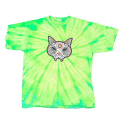 Day of the Dead Cat Face Tie Dyed T-Shirt