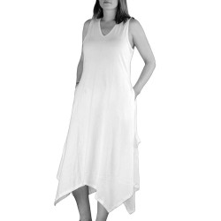 Blank White Tank Dress for Tie-Dyeing Stretchy Cotton/Lycra Blend