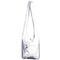 Blank White Zip Top Hobo Shoulder Bag for Tie-Dyeing