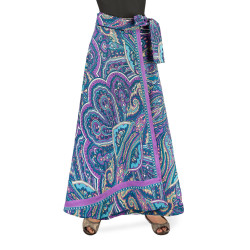 Kaleidoscope Paisley Wrap Skirt with Zip Pocket-DISCO
