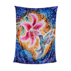 Hummingbird Fleece Blanket Queen Size 60x80" *SALE*