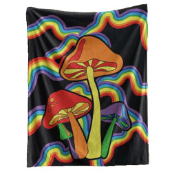 Rainbow Shrooms Fleece Throw Blanket 50x60"