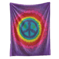 Tie Dye Peace Sign Fleece Throw Blanket 50x60