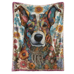Flower Dog Fleece Throw Blanket 50x60"