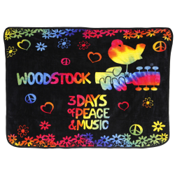 Woodstock  Fleece Throw Blanket 3 Days Of Peace 50x60