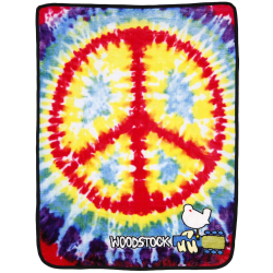 Woodstock  Fleece Throw Blanket Peace Sign 50x60