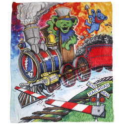 Grateful Dead Casey Jones Bear Fleece Throw Blanket 50x60