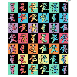 Grateful Dead Dance Floor Bears Fleece Throw Blanket 50x60