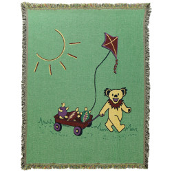 Grateful Dead Bear & Terrapins Red Wagon Woven Cotton Blanket 53x69