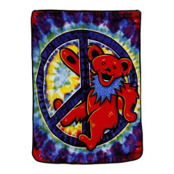 Grateful Dead Peace Bear Fleece Throw Blanket 50x60