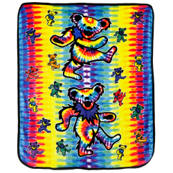 Grateful Dead Tie Dye Bears Fleece Throw Blanket 50x60