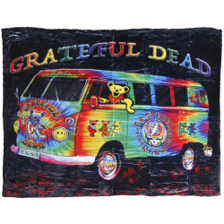 Grateful Dead Tie Dye Bus Fleece Throw Blanket 50x60