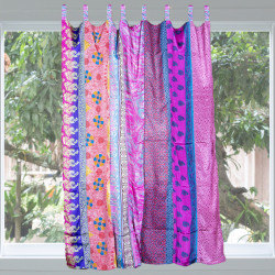 Sari Patchwork Panel Curtains – 54"x63" Handmade from Recycled Saris – Tab Top Panels – Sunshine Joy®