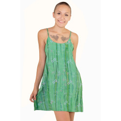 Hary Dary Adjustable Strap Slip Dress Green with Flowers