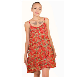 Hary Dary Adjustable Strap Slip Dress Red with Sunflowers