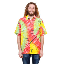 Rasta Tie Dye Hary Dary Men's Button Down Camp Shirt