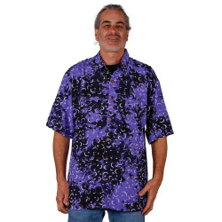 Purple Moon Batik Hary Dary Men's Button Down Camp Shirt