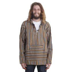 Woven Baja Style Hoodie Pullover Desert Stripe