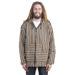 Woven Baja Style Hoodie Zip Up Desert Stripe
