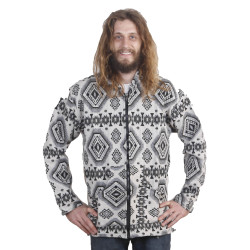 Woven Jacquard Zip-Up Baja Style Hoodie Black/White *CLEARANCE* SM ONLY